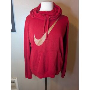 Womens Red and Gold Cowl Neck Hooded Nike Sweatshirt size L